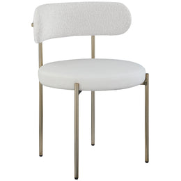 Meridian Beacon Cream Vegan Leather and Boucle Fabric Dining Chair