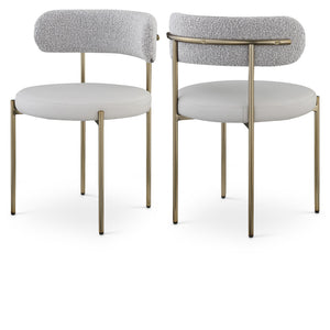 Meridian Beacon Taupe Vegan Leather and Boucle Fabric Dining Chair