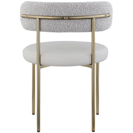 Meridian Beacon Taupe Vegan Leather and Boucle Fabric Dining Chair