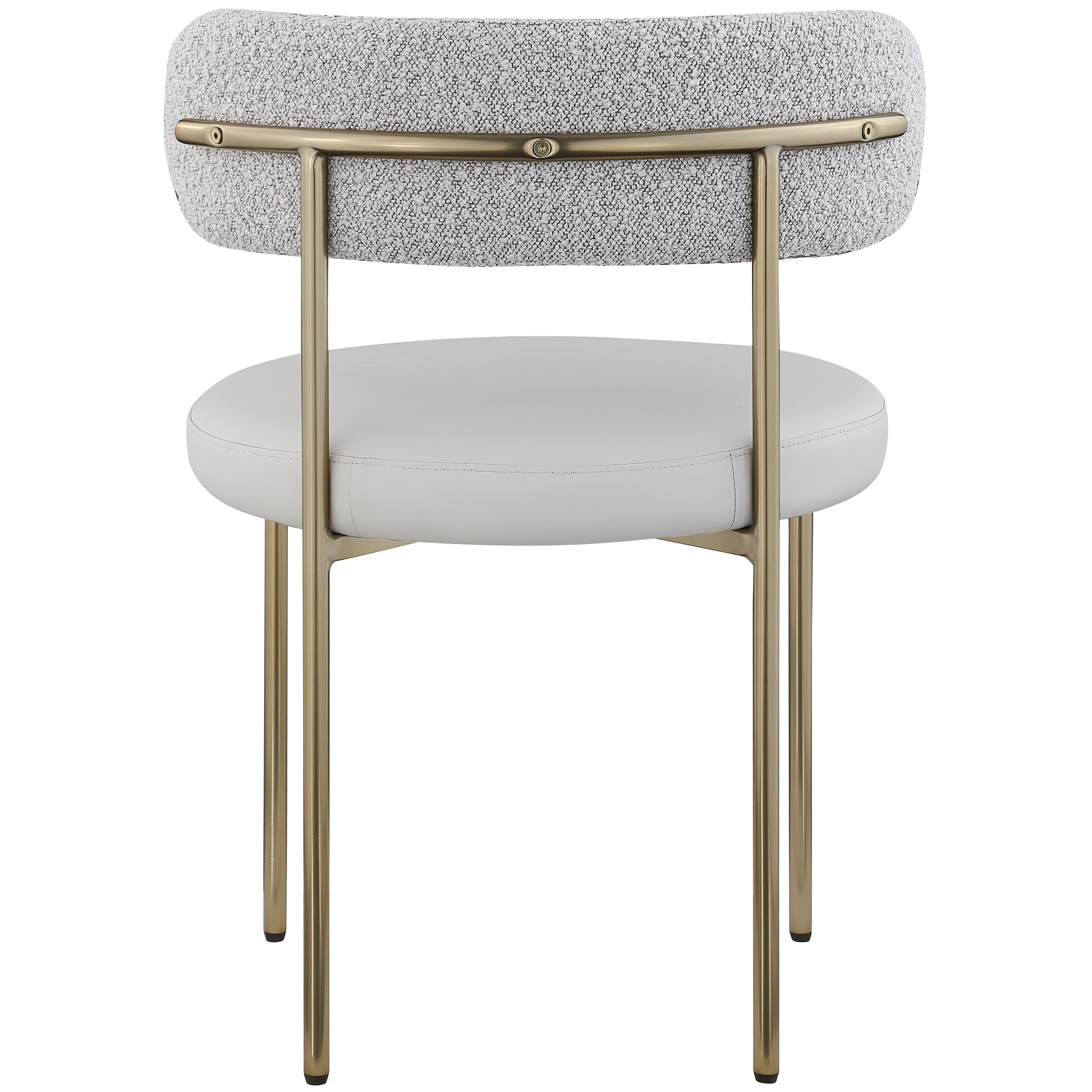 Meridian Beacon Taupe Vegan Leather and Boucle Fabric Dining Chair