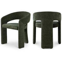 Meridian Rendition Green Plush Fabric Dining Chair