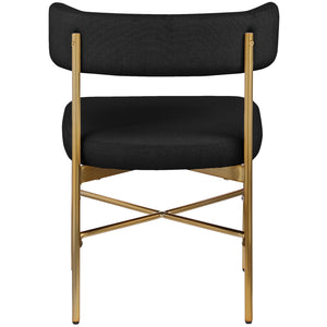 Meridian Rivage Black Durable Linen Textured Fabric Dining Chair