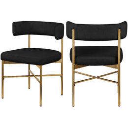 Meridian Rivage Black Durable Linen Textured Fabric Dining Chair