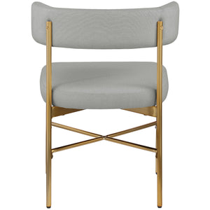 Meridian Rivage Light Grey Durable Linen Textured Fabric Dining Chair