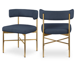 Meridian Rivage Deep Navy Durable Linen Textured Fabric Dining Chair