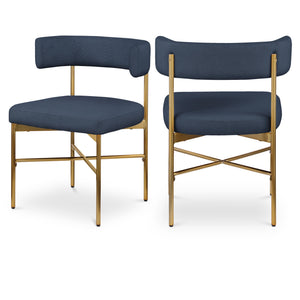 Meridian Rivage Deep Navy Durable Linen Textured Fabric Dining Chair