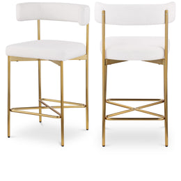 Meridian Rivage Cream Durable Linen Textured Fabric Stool