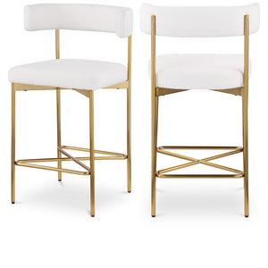 Meridian Rivage Cream Durable Linen Textured Fabric Stool