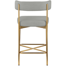 Meridian Rivage Light Grey Durable Linen Textured Fabric Stool