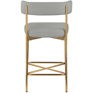 Meridian Rivage Light Grey Durable Linen Textured Fabric Stool