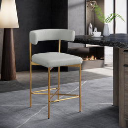 Meridian Rivage Light Grey Durable Linen Textured Fabric Stool