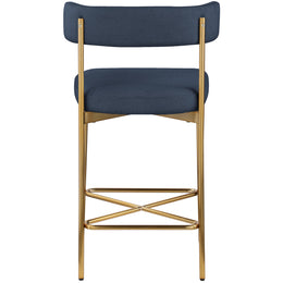 Meridian Rivage Deep Navy Durable Linen Textured Fabric Stool