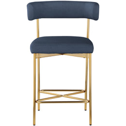Meridian Rivage Deep Navy Durable Linen Textured Fabric Stool