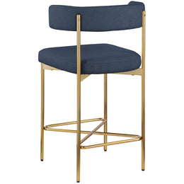 Meridian Rivage Deep Navy Durable Linen Textured Fabric Stool