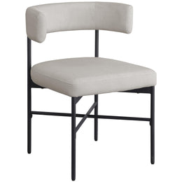 Meridian Rivage Beige Durable Linen Textured Fabric Dining Chair