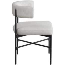 Meridian Rivage Beige Durable Linen Textured Fabric Dining Chair
