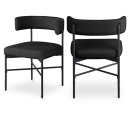 Meridian Rivage Black Durable Linen Textured Fabric Dining Chair