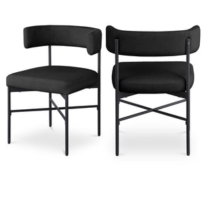 Meridian Rivage Black Durable Linen Textured Fabric Dining Chair