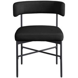 Meridian Rivage Black Durable Linen Textured Fabric Dining Chair