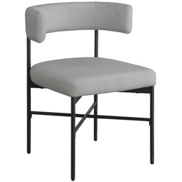 Meridian Rivage Light Grey Durable Linen Textured Fabric Dining Chair