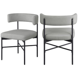 Meridian Rivage Light Grey Durable Linen Textured Fabric Dining Chair