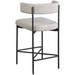 Meridian Rivage Beige Durable Linen Textured Fabric Stool