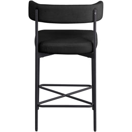 Meridian Rivage Black Durable Linen Textured Fabric Stool