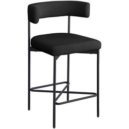 Meridian Rivage Black Durable Linen Textured Fabric Stool