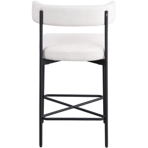 Meridian Rivage Cream Durable Linen Textured Fabric Stool