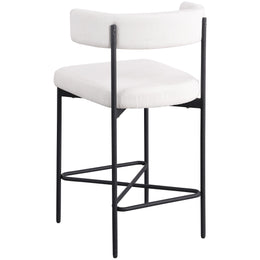 Meridian Rivage Cream Durable Linen Textured Fabric Stool