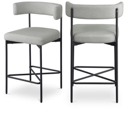 Meridian Rivage Light Grey Durable Linen Textured Fabric Stool