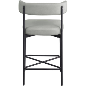 Meridian Rivage Light Grey Durable Linen Textured Fabric Stool