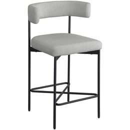Meridian Rivage Light Grey Durable Linen Textured Fabric Stool