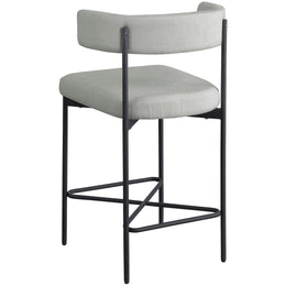 Meridian Rivage Light Grey Durable Linen Textured Fabric Stool