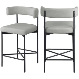 Meridian Rivage Light Grey Durable Linen Textured Fabric Stool