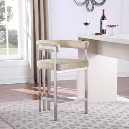 Meridian Marcello Beige Velvet Counter Stool