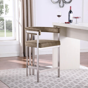 Meridian Marcello Brown Velvet Counter Stool