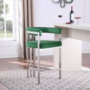 Meridian Marcello Green Velvet Counter Stool
