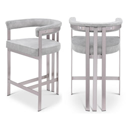 Meridian Marcello Grey Velvet Counter Stool