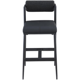 Meridian Stryker Black Boucle Fabric and Vegan Leather Stool