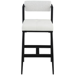 Meridian Stryker Cream Boucle Fabric and Vegan Leather Stool