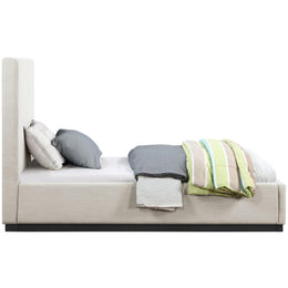 Meridian Alfie Beige Linen Textured Fabric Twin Bed