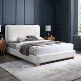 Meridian Nolita Cream Linen Textured Fabric Full Bed