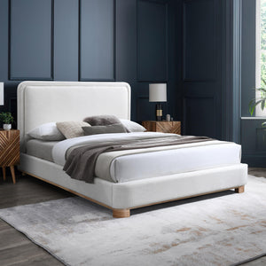 Meridian Nolita Cream Linen Textured Fabric King Bed