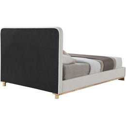 Meridian Nolita Cream Linen Textured Fabric King Bed