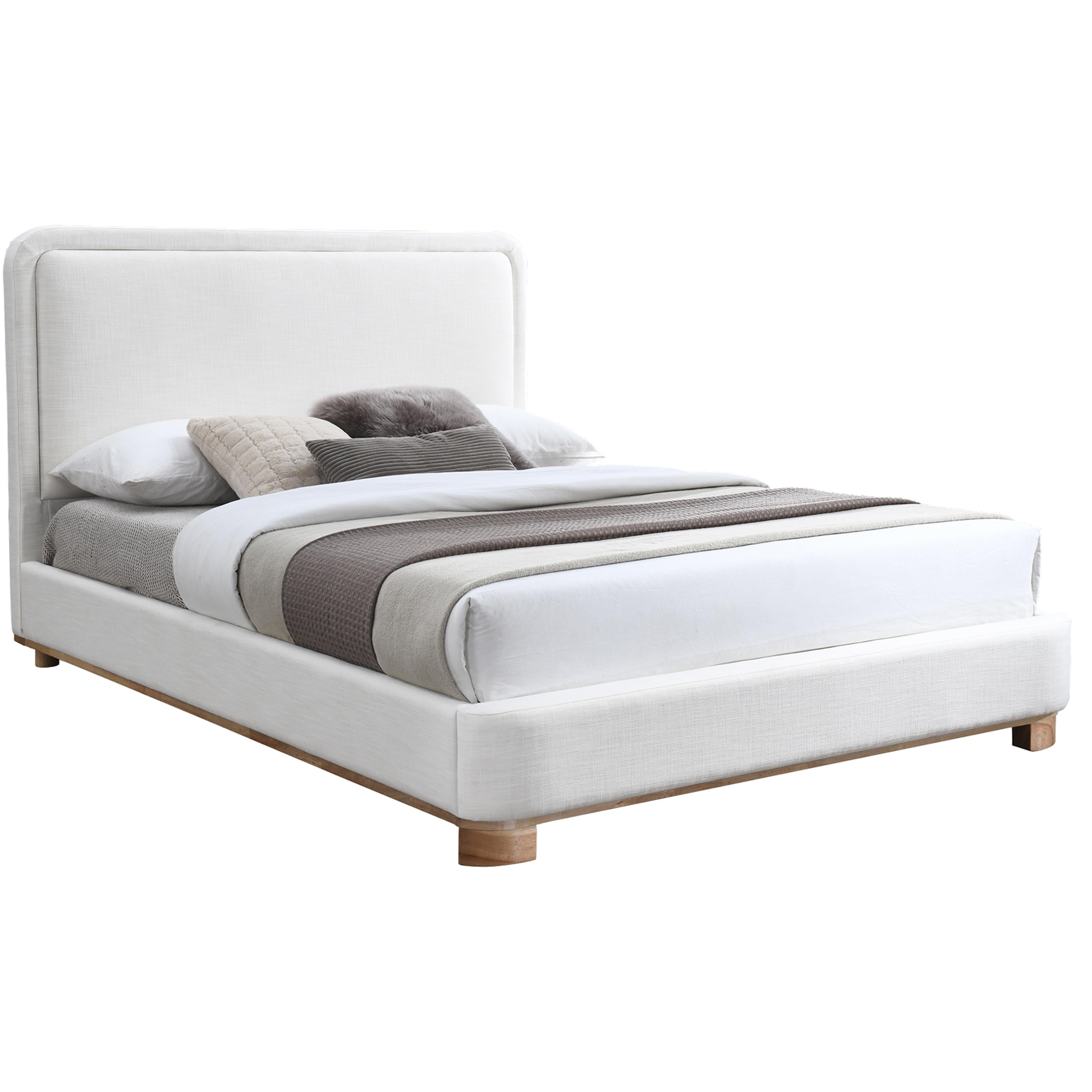 Meridian Nolita Cream Linen Textured Fabric King Bed