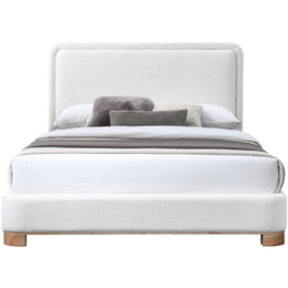 Meridian Nolita Cream Linen Textured Fabric Queen Bed