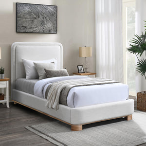 Meridian Nolita Cream Linen Textured Fabric Twin Bed