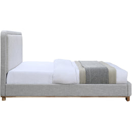 Meridian Nolita Grey Linen Textured Fabric King Bed