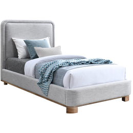 Meridian Nolita Grey Linen Textured Fabric Twin Bed